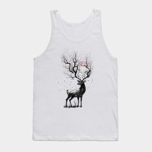 Nara Deer and Cherry Blossom Sumi-e Tank Top